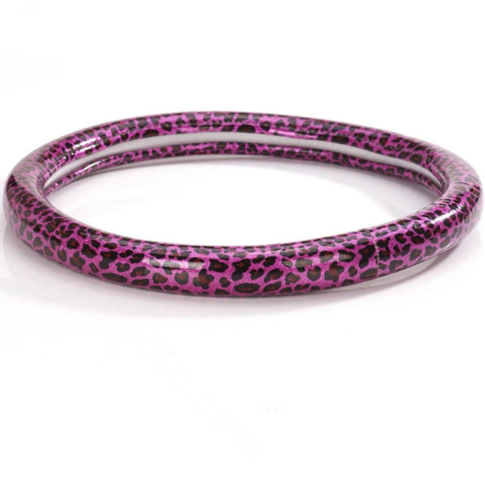 Fashion Leopard Glitter PU Leather Car Steering Wheel Covers 15 inch 38CM - Rose