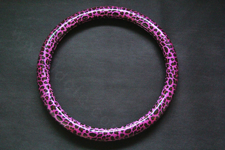 Fashion Leopard Glitter PU Leather Car Steering Wheel Covers 15 inch 38CM - Rose