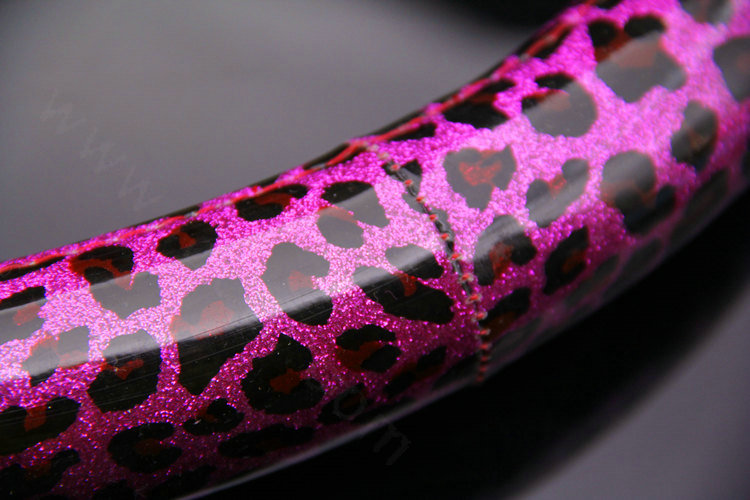 Fashion Leopard Glitter PU Leather Car Steering Wheel Covers 15 inch 38CM - Rose