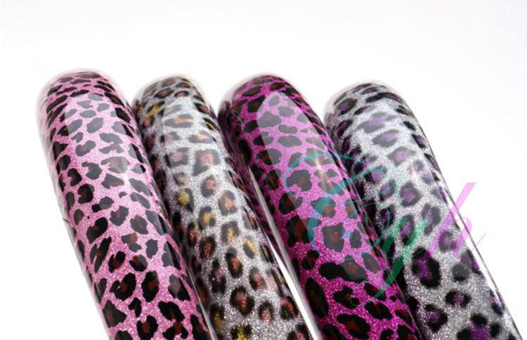 Fashion Leopard Glitter PU Leather Car Steering Wheel Covers 15 inch 38CM - Silver Purple