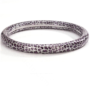 Fashion Leopard Glitter PU Leather Car Steering Wheel Covers 15 inch 38CM - Silver Purple