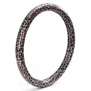 Fashion Leopard Glitter PU Leather Car Steering Wheel Covers 15 inch 38CM - Silver Yellow