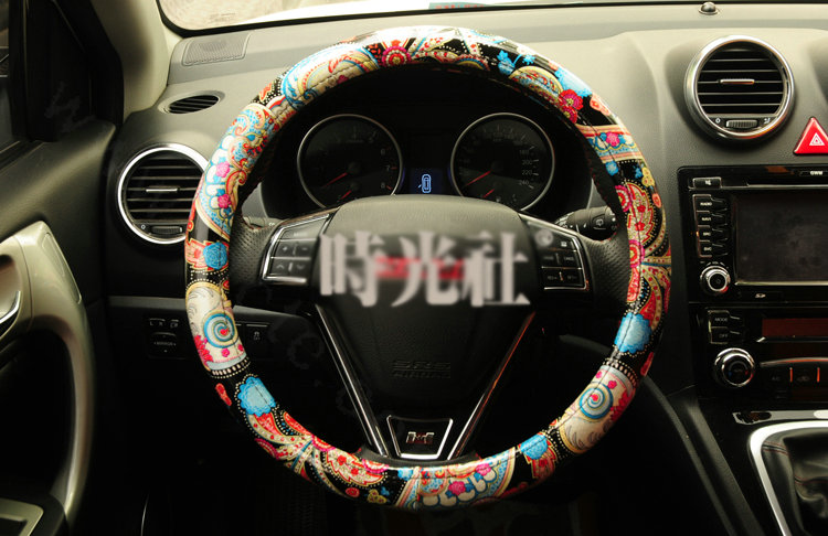Fashion Pattern Glitter PU Leather Car Steering Wheel Covers 15 inch 38CM - Colour