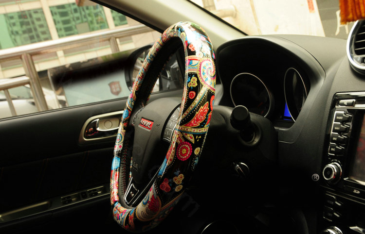 Fashion Pattern Glitter PU Leather Car Steering Wheel Covers 15 inch 38CM - Colour