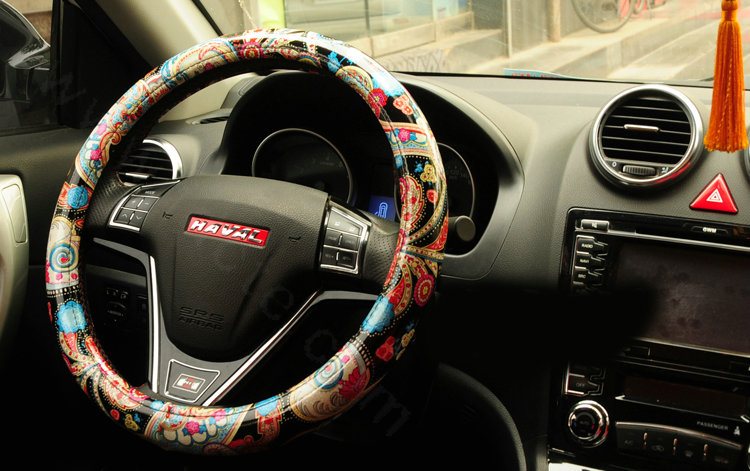 Fashion Pattern Glitter PU Leather Car Steering Wheel Covers 15 inch 38CM - Colour