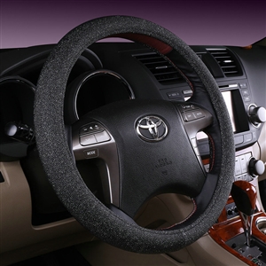 Fashion Pearly Glitter PU Leather Auto Car Steering Wheel Covers 15 inch 38CM - Black