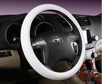 Fashion Pearly Glitter PU Leather Auto Car Steering Wheel Covers 15 inch 38CM - White