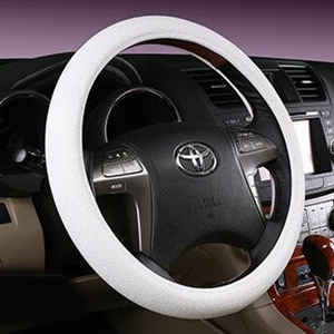 Fashion Pearly Glitter PU Leather Auto Car Steering Wheel Covers 15 inch 38CM - White