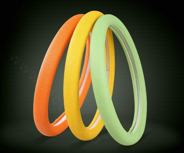 Fashion Pearly Glitter PU Leather Auto Car Steering Wheel Covers 15 inch 38CM - Yellow