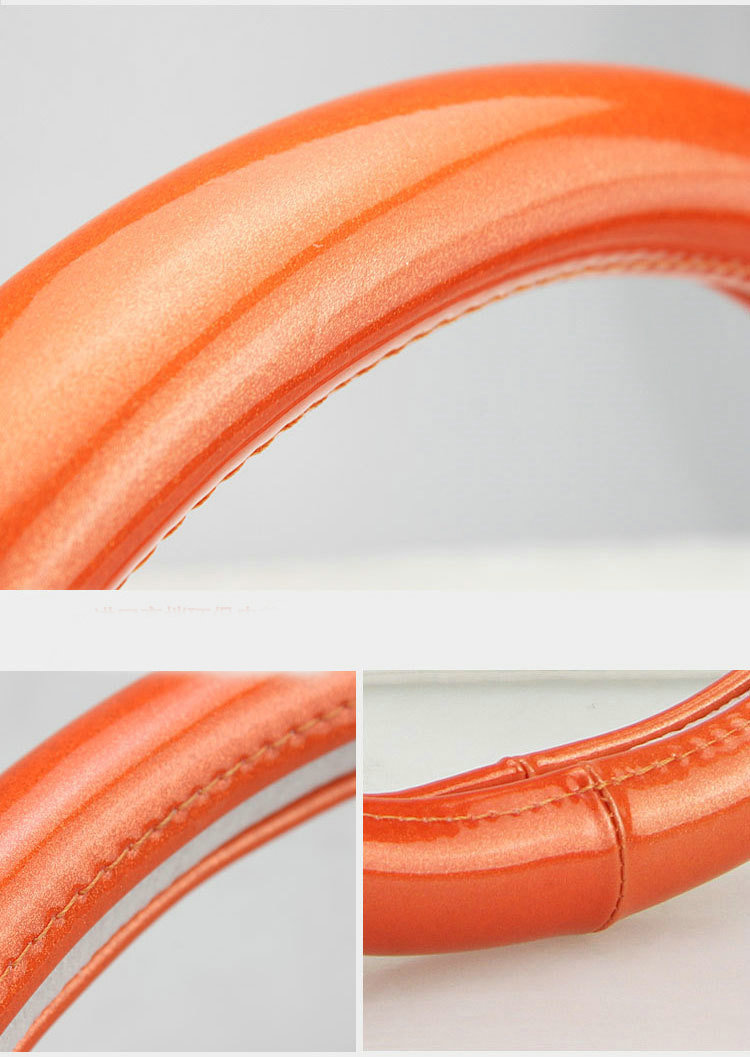 Fashion Women Glitter PU Leather Auto Steering Wheel Covers 15 inch 38CM - Orange