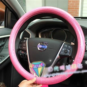 Fashion Women Glitter PU Leather Auto Steering Wheel Covers 15 inch 38CM - Pink