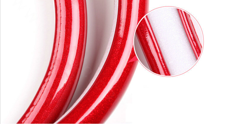 Fashion Women Glitter PU Leather Car Steering Wheel Covers 15 inch 38CM - Red