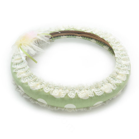 Female Point Lace Flower Universal Auto Steering Wheel Covers 15 inch 38CM - Green