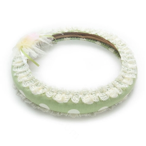 Female Point Lace Flower Universal Auto Steering Wheel Covers 15 inch 38CM - Green