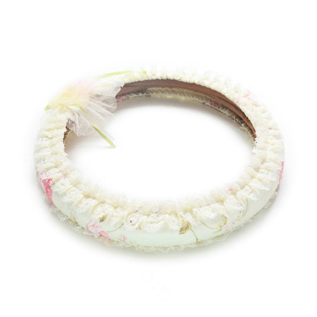 Female Romantic Lace Flower Universal Auto Steering Wheel Covers 15 inch 38CM - Beige