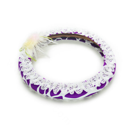Female Romantic Lace Flower Universal Auto Steering Wheel Covers 15 inch 38CM - Purple
