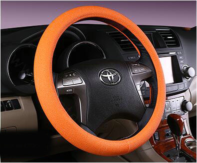 Fish Patterns Pearly Glitter PU Leather Car Steering Wheel Covers 15 inch 38CM - Orange