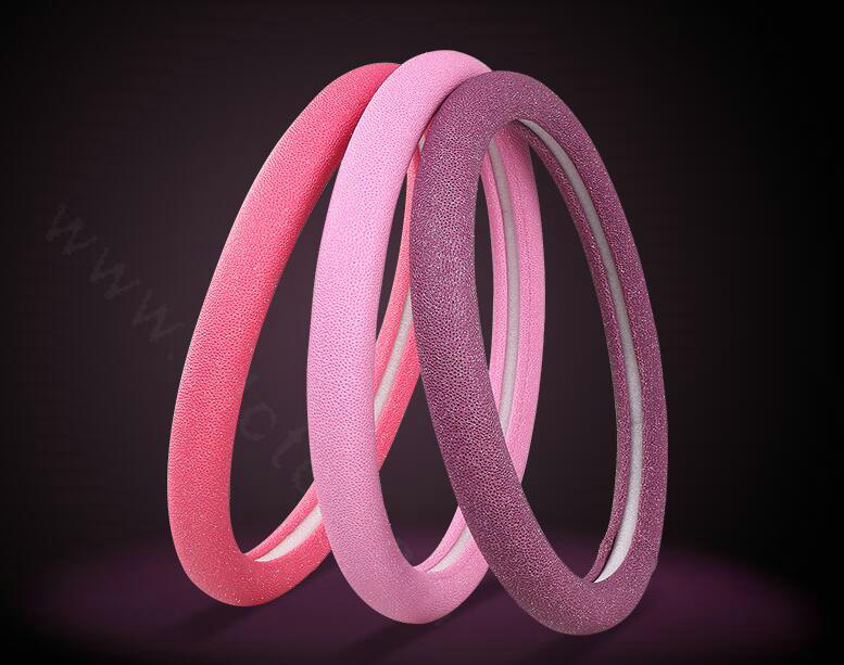 Fish Patterns Pearly Glitter PU Leather Car Steering Wheel Covers 15 inch 38CM - Pink