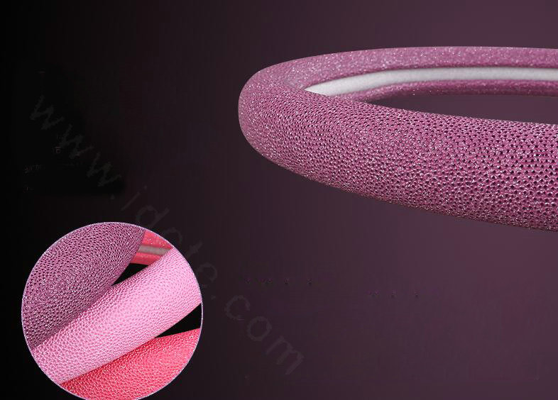 Fish Patterns Pearly Glitter PU Leather Car Steering Wheel Covers 15 inch 38CM - Purple