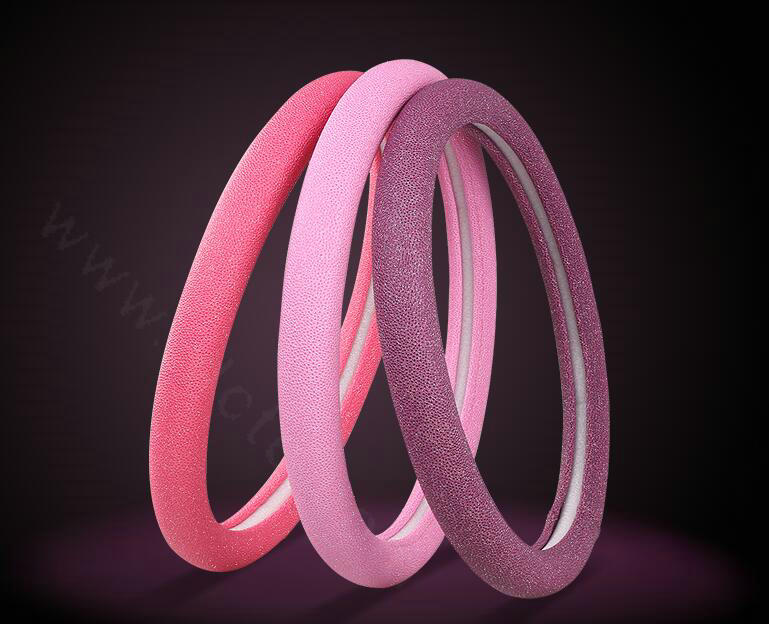 Fish Patterns Pearly Glitter PU Leather Car Steering Wheel Covers 15 inch 38CM - Purple