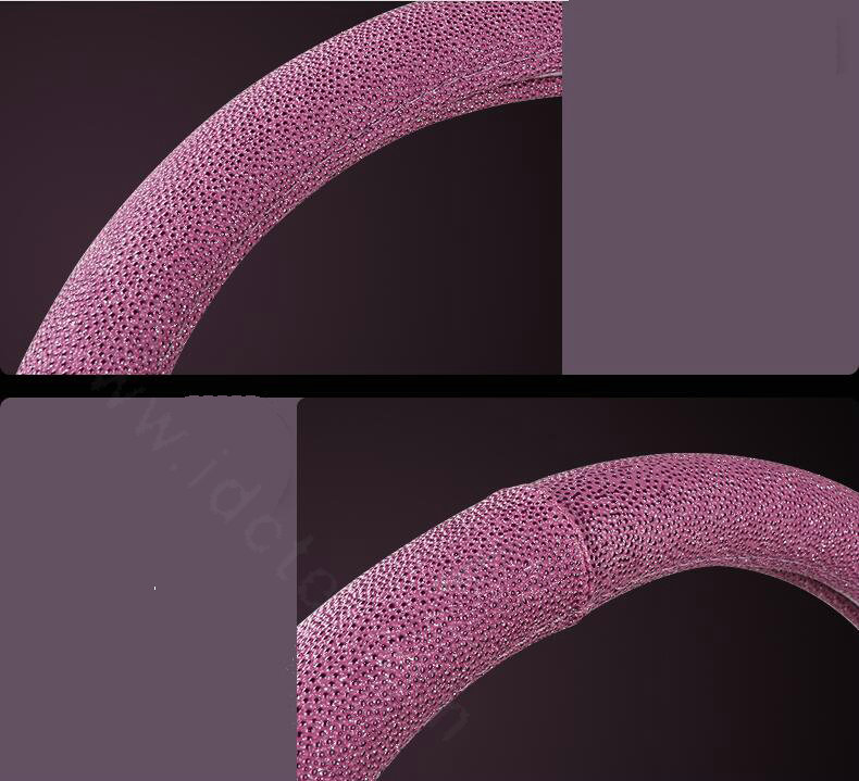 Fish Patterns Pearly Glitter PU Leather Car Steering Wheel Covers 15 inch 38CM - Purple