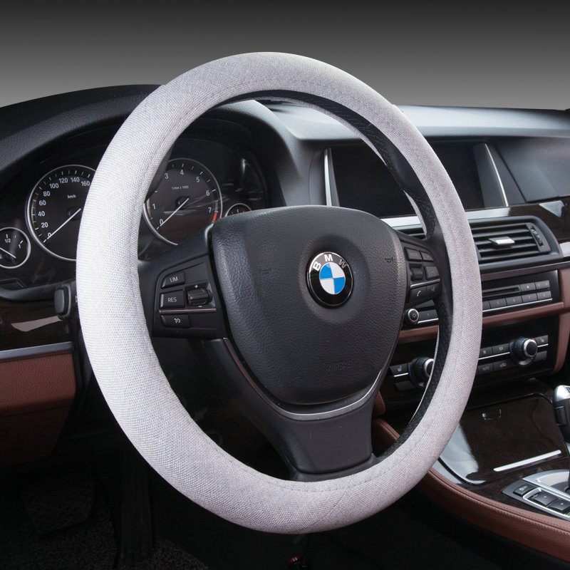 High Quality Breathable Linen Auto Car Steering Wheel Covers 15 inch 38CM - Gray