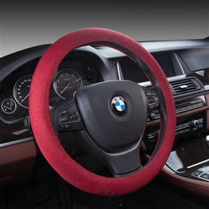 High Quality Breathable Linen Auto Car Steering Wheel Covers 15 inch 38CM - Red