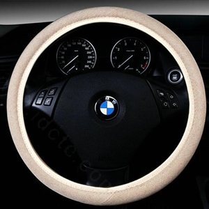 High Quality Flax Universal Elastic Auto Steering Wheel Covers 15 inch 38CM - Beige