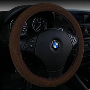 High Quality Flax Universal Elastic Auto Steering Wheel Covers 15 inch 38CM - Coffee