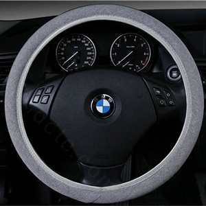 High Quality Flax Universal Elastic Auto Steering Wheel Covers 15 inch 38CM - Gray