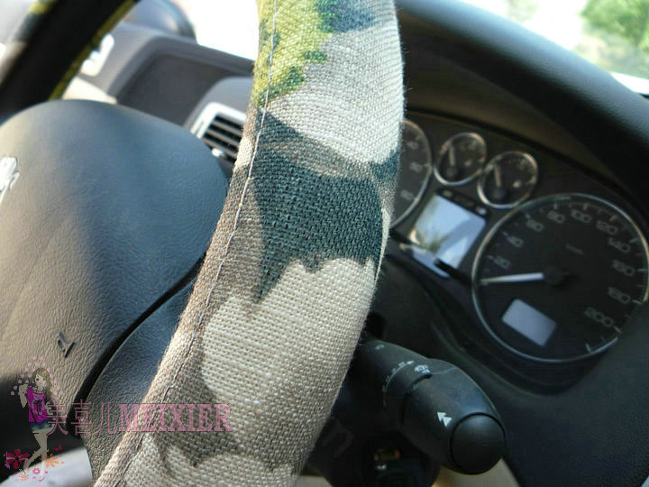 High Quality Flower Flax Universal Auto Steering Wheel Covers 15 inch 38CM - Green