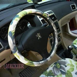 High Quality Flower Flax Universal Auto Steering Wheel Covers 15 inch 38CM - Green