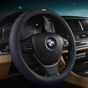 High Quality Hollow Car Steering Wheel Covers Anti-skid PU Leather 15 inch 38CM - Blue