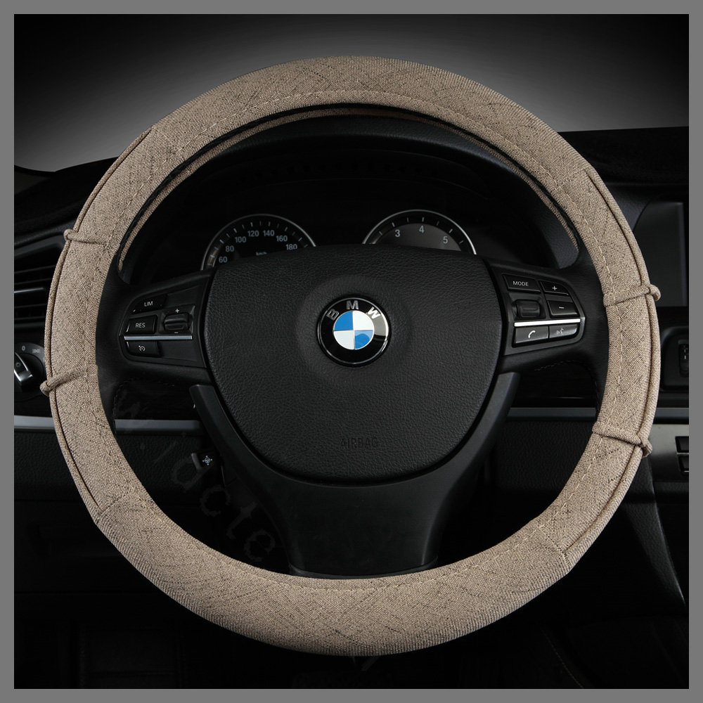 Hot sales Universal Car Steering Wheel Covers For Flax 15 inch 38CM - Beige