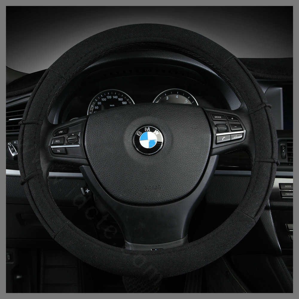 Hot sales Universal Car Steering Wheel Covers For Flax 15 inch 38CM - Black