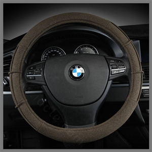 Hot sales Universal Car Steering Wheel Covers For Flax 15 inch 38CM - Coffee