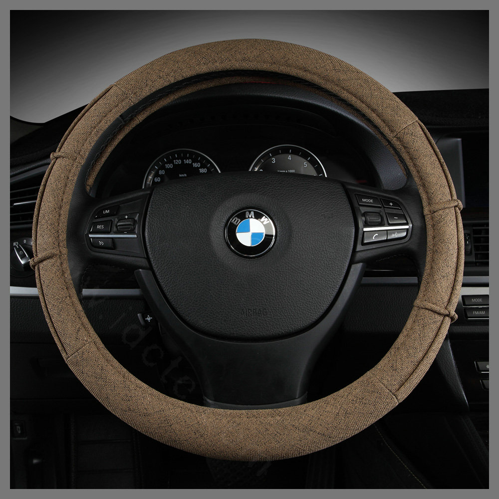Hot sales Universal Car Steering Wheel Covers For Flax 15 inch 38CM - Gold