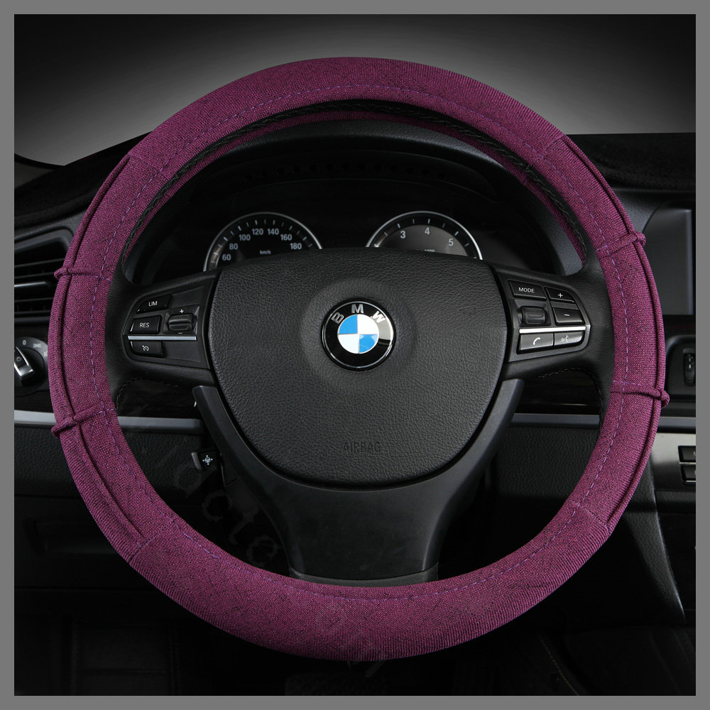 Hot sales Universal Car Steering Wheel Covers For Flax 15 inch 38CM - Purple