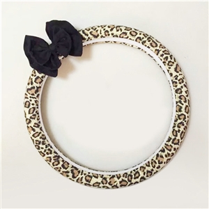 Leopard Bowknot Flax Universal Car Steering Wheel Covers 15 inch 38CM - Brown