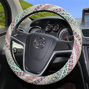National Style Flax Universal Car Steering Wheel Covers 15 inch 38CM - Green Coffee