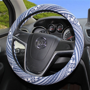 National Style Stripe Deer Flax Universal Car Steering Wheel Covers 15 inch 38CM - Blue