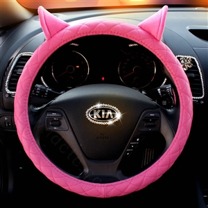 Personality Ears PU Leather Universal Car Steering Wheel Covers 15 inch - Rose