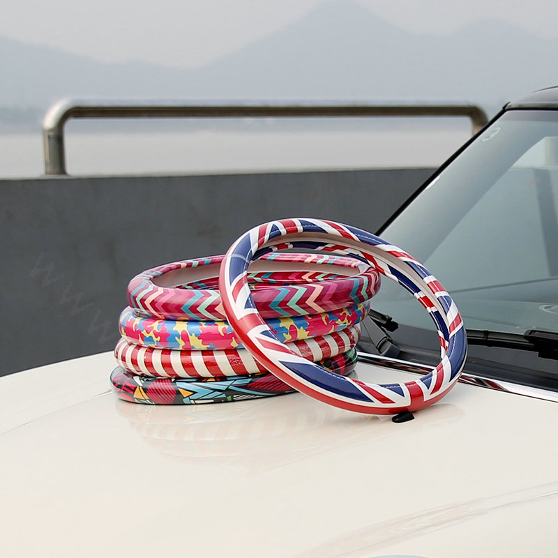 Personalized Curve Female Universal Car Steering Wheel Covers PVC 15 inch - Rose