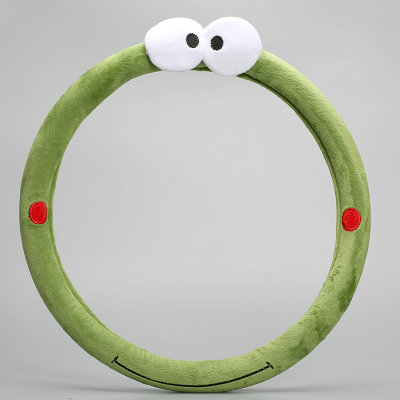 Personalized Cute Frog Universal Car Steering Wheel Covers Short Plush 15 inch - Green