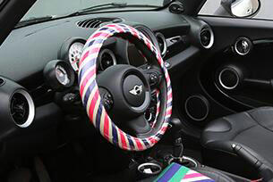 Personalized Diagonal Female Universal Car Steering Wheel Covers PVC 15 inch - Red Blue
