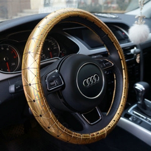 Personalized Plating Laser Leather Car Steering Wheel Covers 15 inch 38CM - Gold