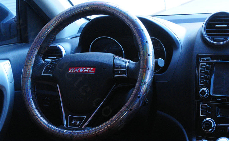 Personalized Plating Laser Leather Car Steering Wheel Covers 15 inch 38CM - Gray