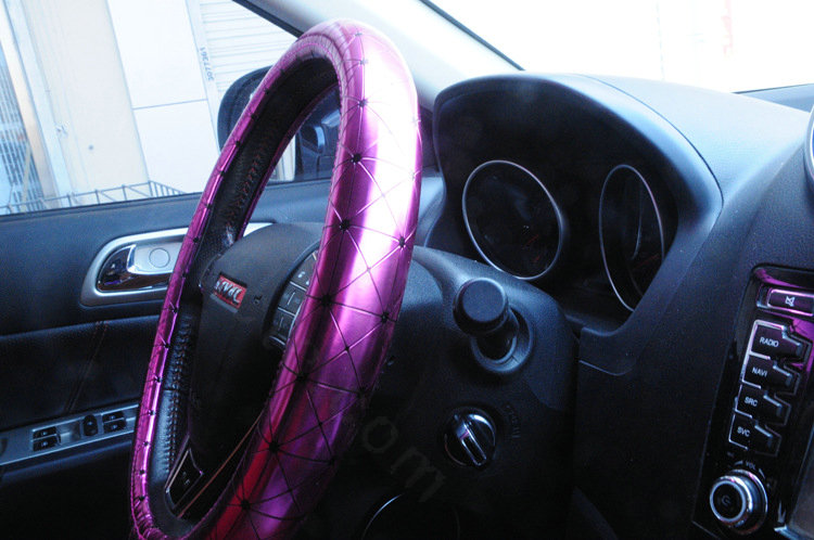 Personalized Plating Laser Leather Car Steering Wheel Covers 15 inch 38CM - Purple