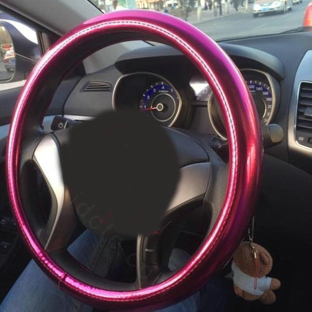 Personalized Plating Laser Leather Car Steering Wheel Covers 15 inch 38CM - Rose