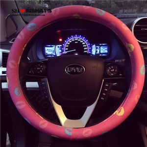 Personalized Sexy Lips PU Leather Universal Car Steering Wheel Covers 15 inch - Rose